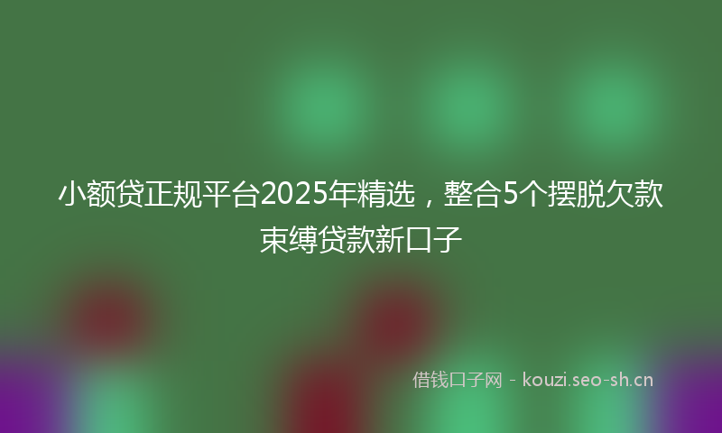 小额贷正规平台2025年精选，整合5个摆脱欠款束缚贷款新口子
