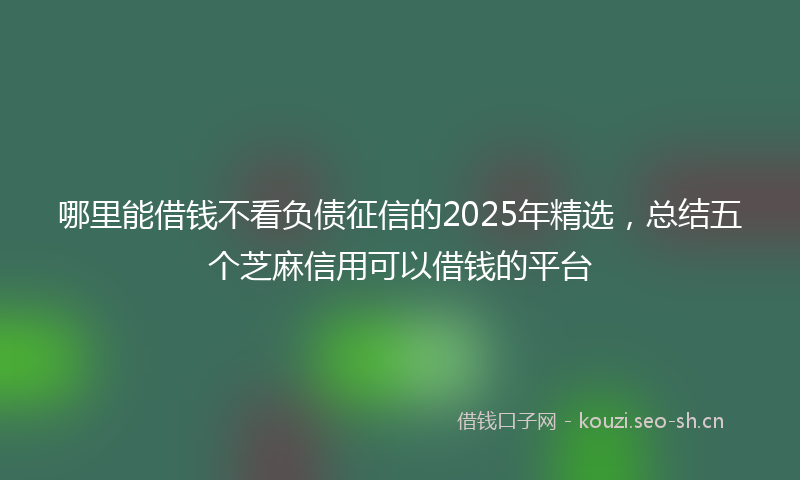 哪里能借钱不看负债征信的2025年精选，总结五个芝麻信用可以借钱的平台