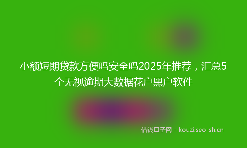 小额短期贷款方便吗安全吗2025年推荐，汇总5个无视逾期大数据花户黑户软件