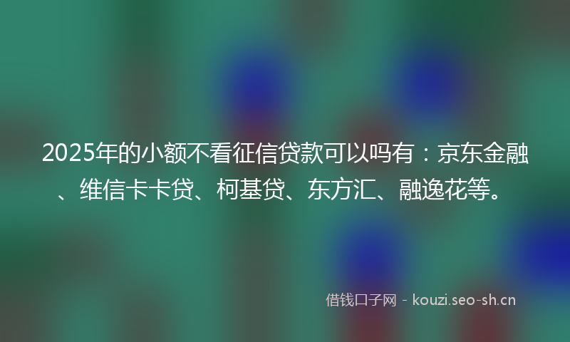 2025年的小额不看征信贷款可以吗有：京东金融、维信卡卡贷、柯基贷、东方汇、融逸花等。