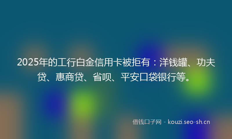 2025年的工行白金信用卡被拒有：洋钱罐、功夫贷、惠商贷、省呗、平安口袋银行等。