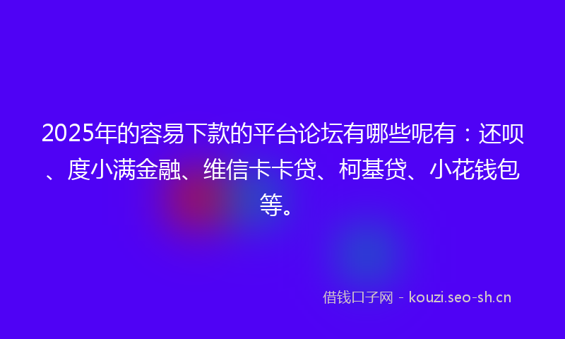 2025年的容易下款的平台论坛有哪些呢有：还呗、度小满金融、维信卡卡贷、柯基贷、小花钱包等。