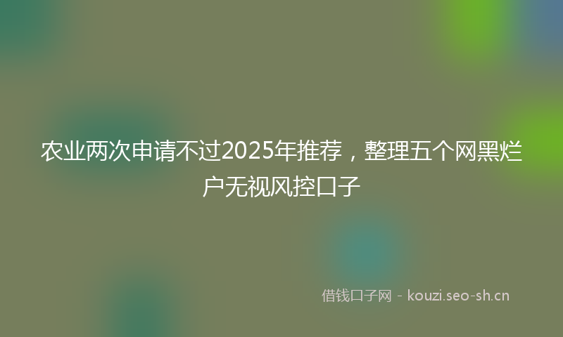 农业两次申请不过2025年推荐，整理五个网黑烂户无视风控口子