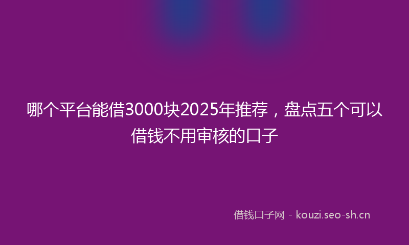 哪个平台能借3000块2025年推荐，盘点五个可以借钱不用审核的口子