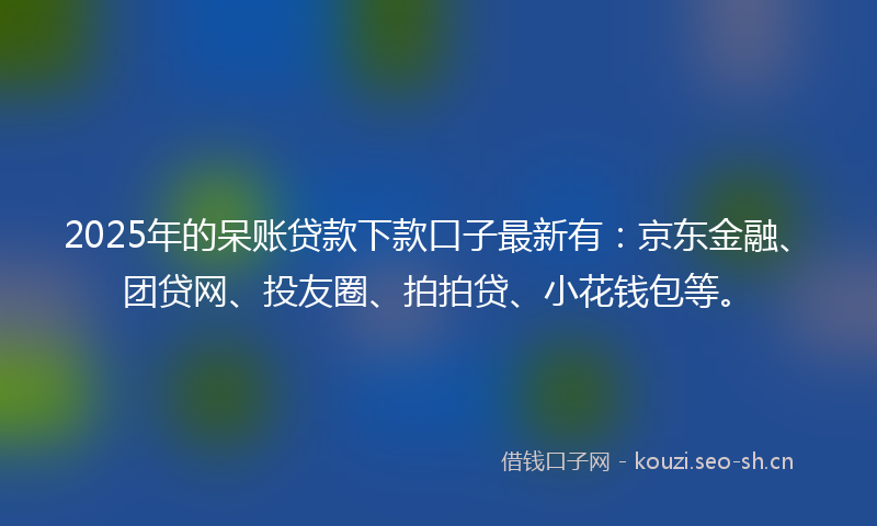 2025年的呆账贷款下款口子最新有：京东金融、团贷网、投友圈、拍拍贷、小花钱包等。