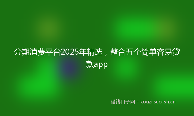 分期消费平台2025年精选，整合五个简单容易贷款app