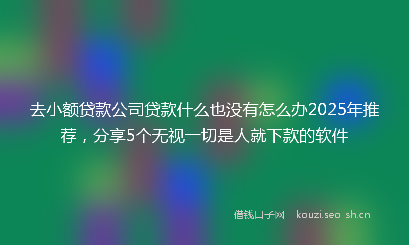 去小额贷款公司贷款什么也没有怎么办2025年推荐，分享5个无视一切是人就下款的软件