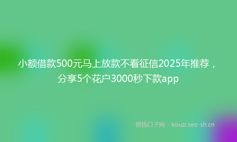 小额借款500元马上放款不看征信2025年推荐,分享5个花户3000秒下款app