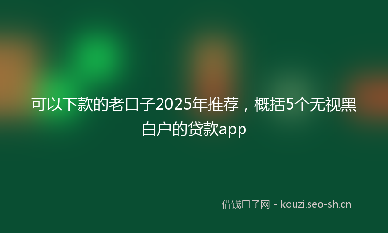 可以下款的老口子2025年推荐，概括5个无视黑白户的贷款app