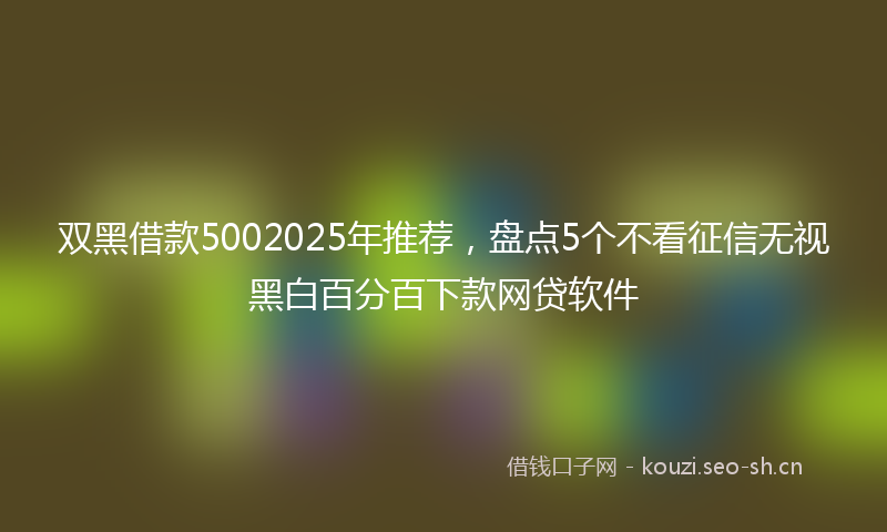 双黑借款5002025年推荐，盘点5个不看征信无视黑白百分百下款网贷软件