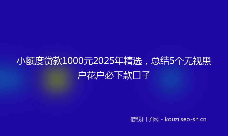 小额度贷款1000元2025年精选，总结5个无视黑户花户必下款口子