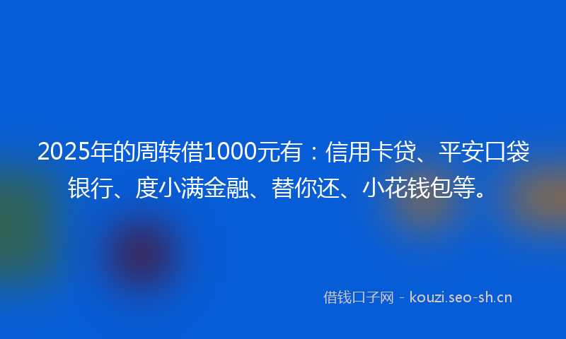 2025年的周转借1000元有：信用卡贷、平安口袋银行、度小满金融、替你还、小花钱包等。