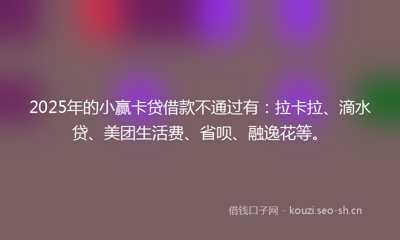 2025年的小赢卡贷借款不通过有：拉卡拉、滴水贷、美团生活费、省呗、融逸花等。