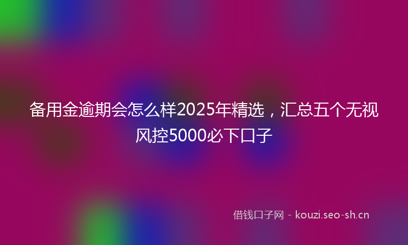 备用金逾期会怎么样2025年精选，汇总五个无视风控5000必下口子