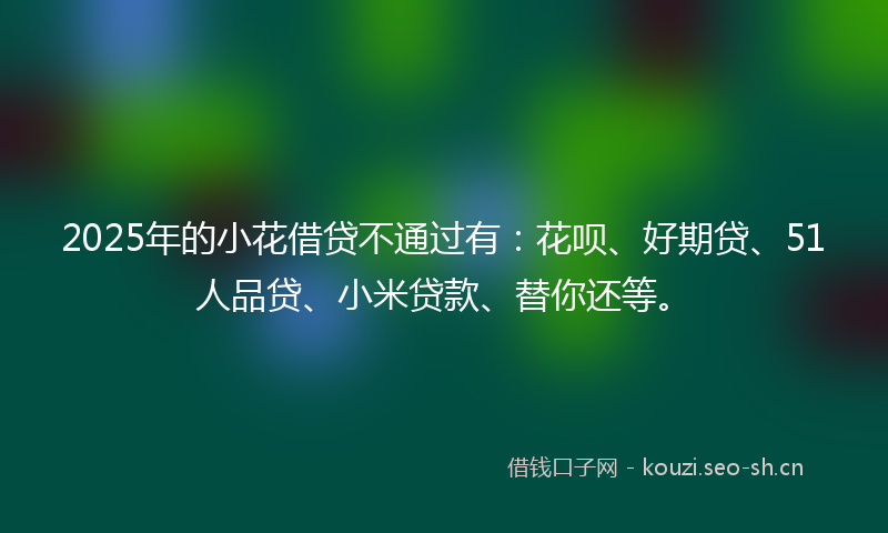 2025年的小花借贷不通过有：花呗、好期贷、51人品贷、小米贷款、替你还等。