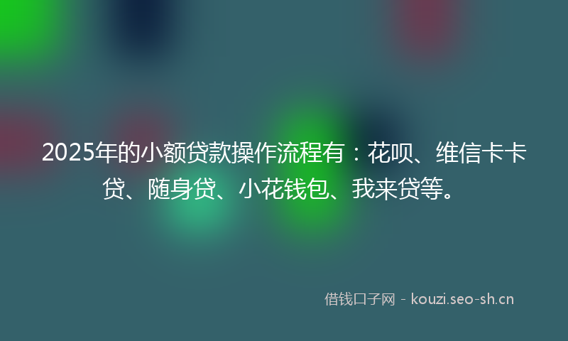 2025年的小额贷款操作流程有:花呗、维信卡卡贷、随身贷、小花钱包、我来贷等。