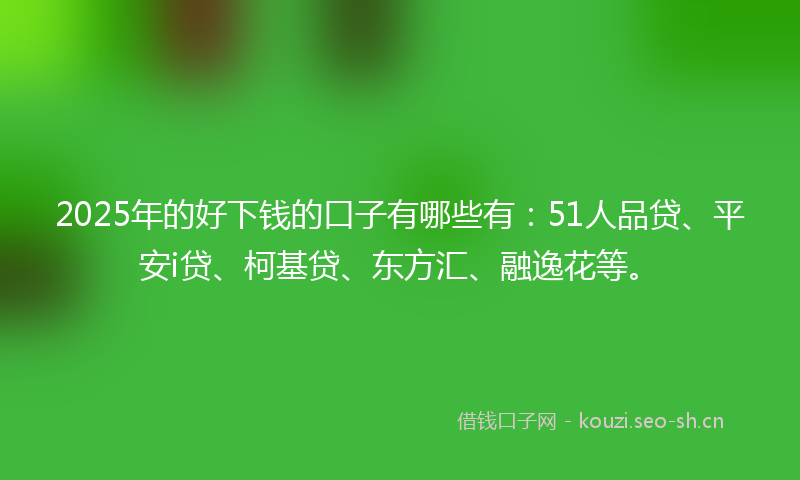 2025年的好下钱的口子有哪些有：51人品贷、平安i贷、柯基贷、东方汇、融逸花等。