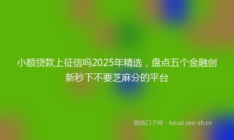 小额贷款上征信吗2025年精选，盘点五个金融创新秒下不要芝麻分的平台