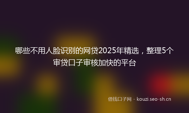 哪些不用人脸识别的网贷2025年精选,整理5个审贷口子审核加快的平台