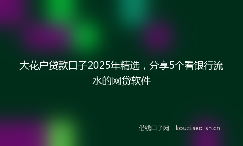大花户贷款口子2025年精选，分享5个看银行流水的网贷软件