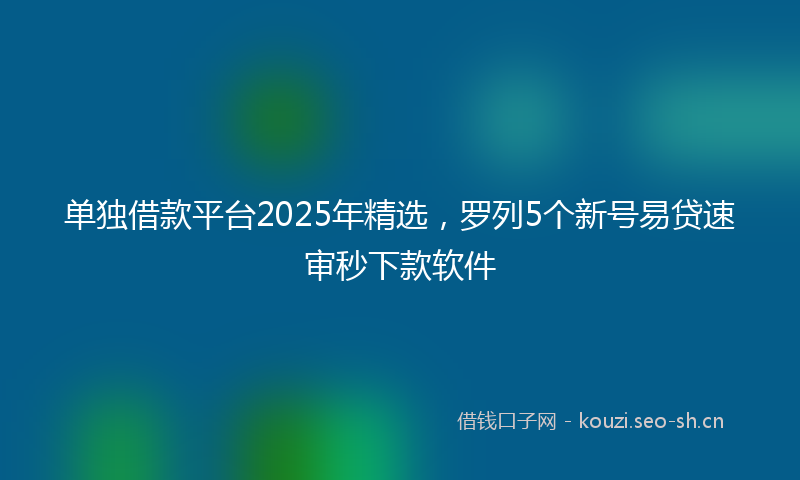 单独借款平台2025年精选，罗列5个新号易贷速审秒下款软件