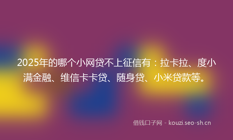 2025年的哪个小网贷不上征信有：拉卡拉、度小满金融、维信卡卡贷、随身贷、小米贷款等。