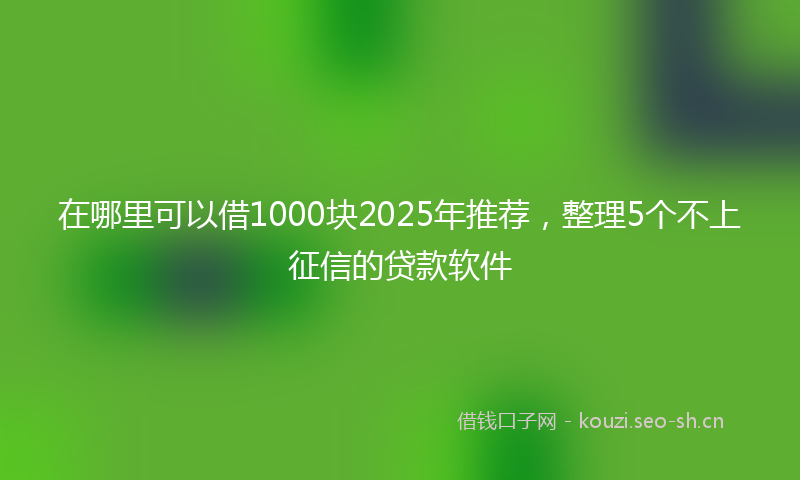 在哪里可以借1000块2025年推荐，整理5个不上征信的贷款软件