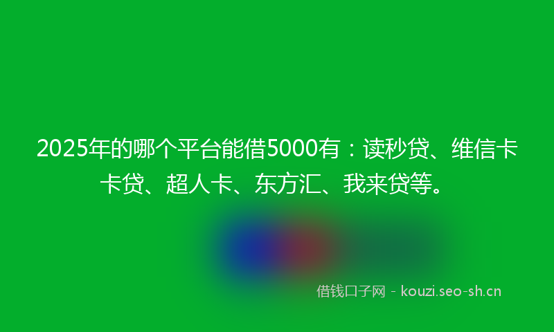2025年的哪个平台能借5000有：读秒贷、维信卡卡贷、超人卡、东方汇、我来贷等。