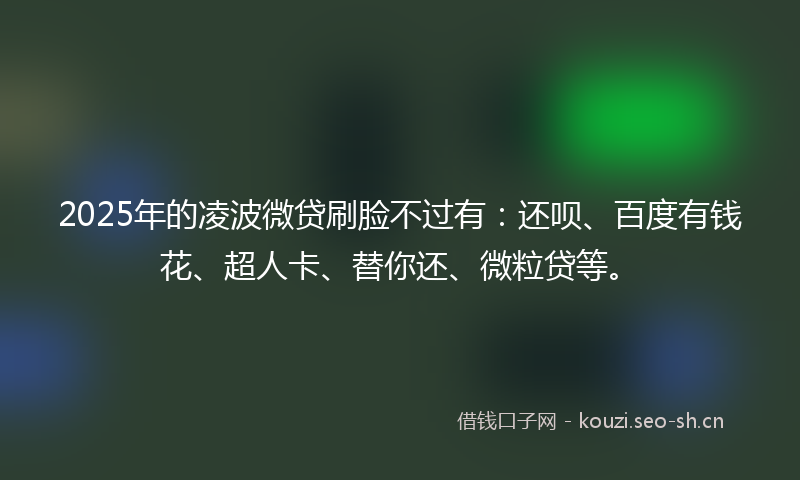 2025年的凌波微贷刷脸不过有：还呗、百度有钱花、超人卡、替你还、微粒贷等。