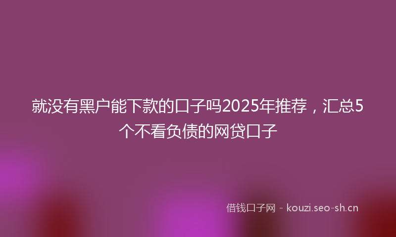 就没有黑户能下款的口子吗2025年推荐，汇总5个不看负债的网贷口子