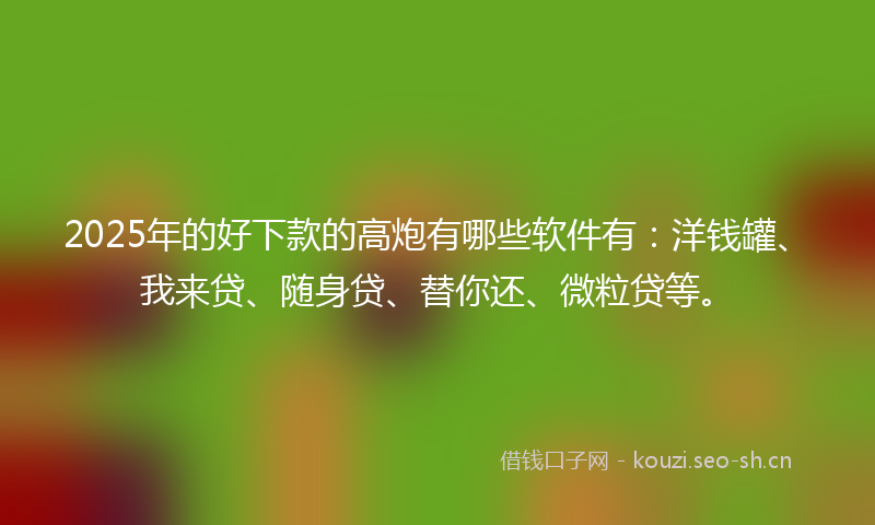 2025年的好下款的高炮有哪些软件有：洋钱罐、我来贷、随身贷、替你还、微粒贷等。