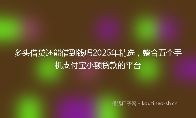 多头借贷还能借到钱吗2025年精选，整合五个手机支付宝小额贷款的平台