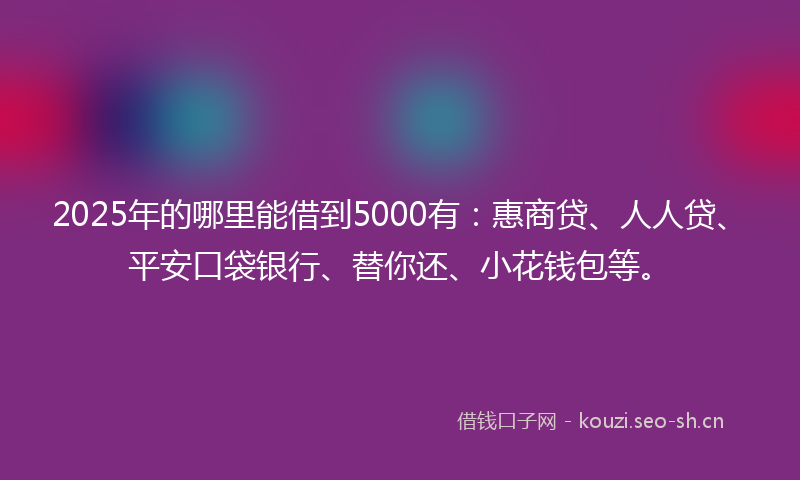 2025年的哪里能借到5000有：惠商贷、人人贷、平安口袋银行、替你还、小花钱包等。