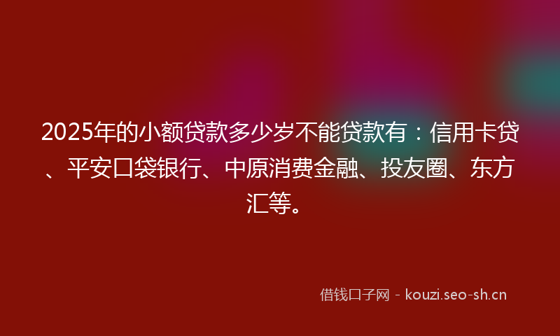 2025年的小额贷款多少岁不能贷款有：信用卡贷、平安口袋银行、中原消费金融、投友圈、东方汇等。