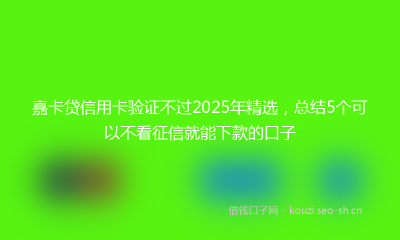 嘉卡贷信用卡验证不过2025年精选，总结5个可以不看征信就能下款的口子