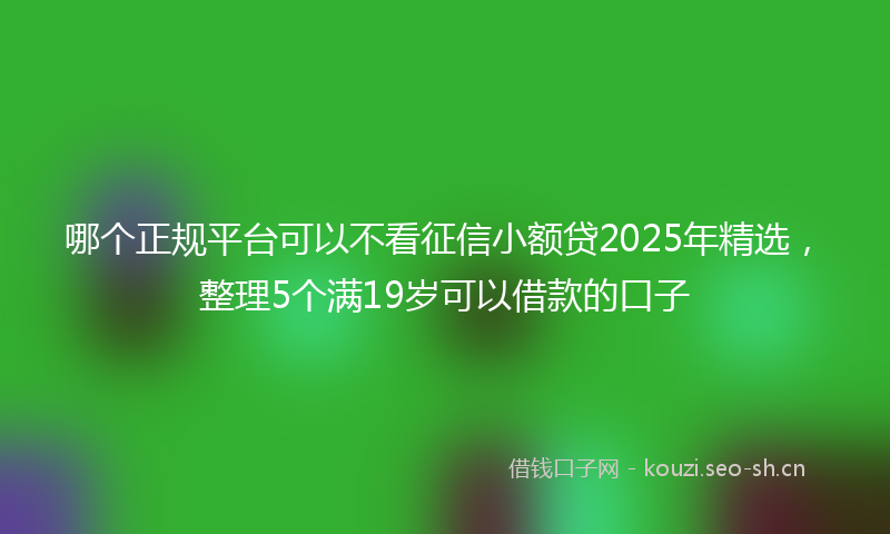 哪个正规平台可以不看征信小额贷2025年精选，整理5个满19岁可以借款的口子