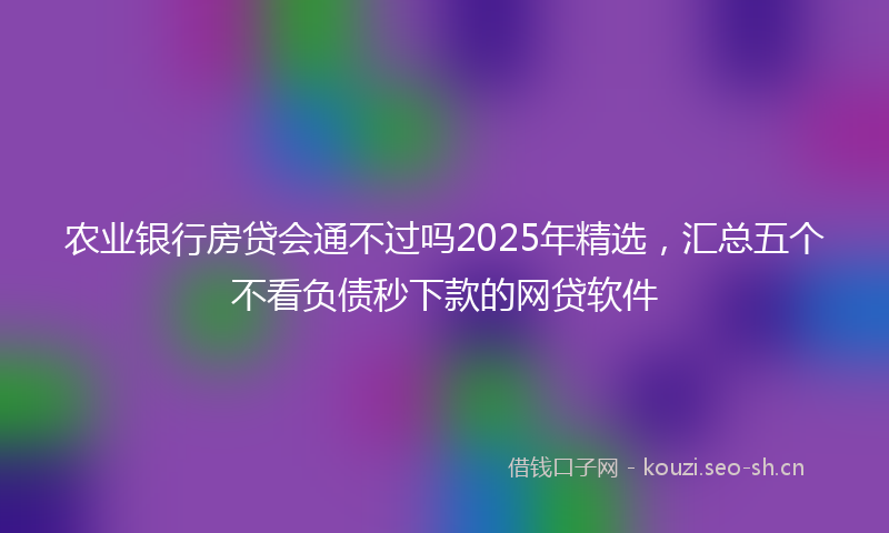 农业银行房贷会通不过吗2025年精选，汇总五个不看负债秒下款的网贷软件