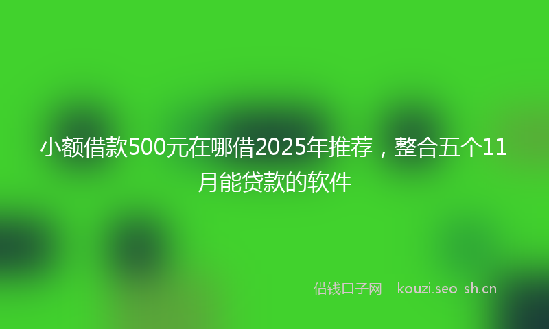 小额借款500元在哪借2025年推荐，整合五个11月能贷款的软件