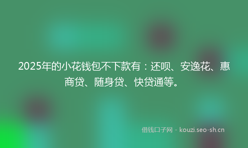 2025年的小花钱包不下款有：还呗、安逸花、惠商贷、随身贷、快贷通等。