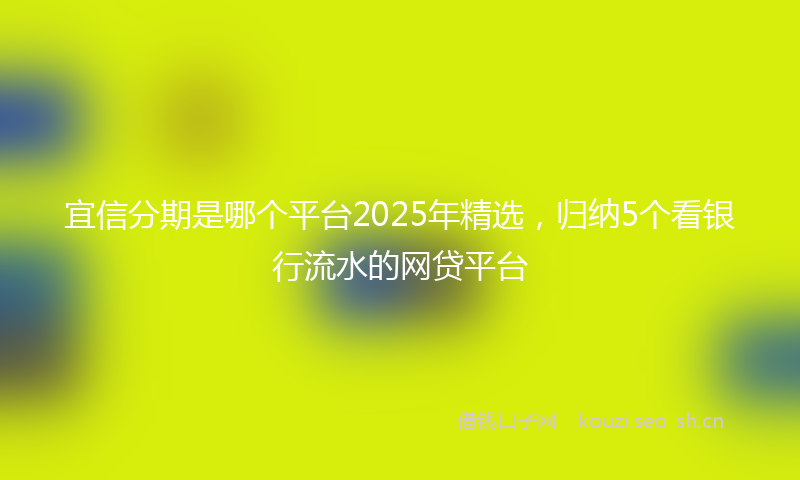 宜信分期是哪个平台2025年精选,归纳5个看银行流水的网贷平台