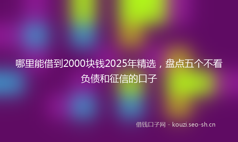 哪里能借到2000块钱2025年精选，盘点五个不看负债和征信的口子