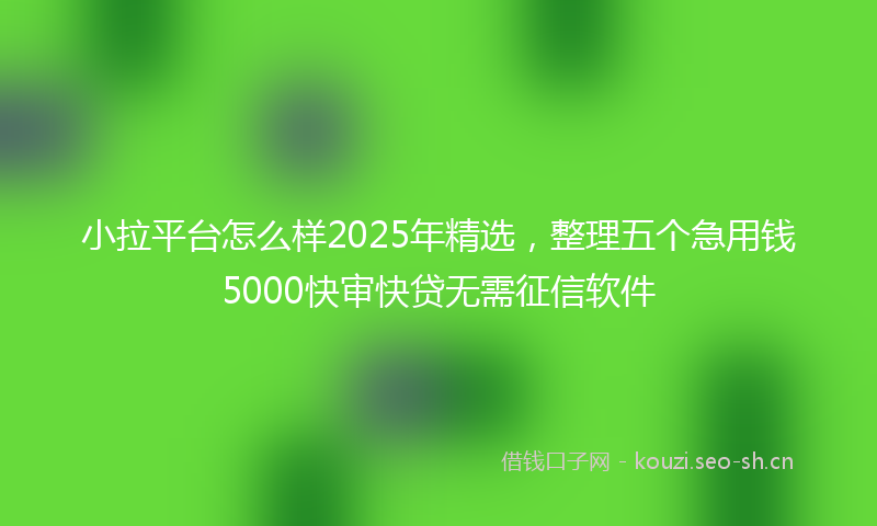 小拉平台怎么样2025年精选，整理五个急用钱5000快审快贷无需征信软件