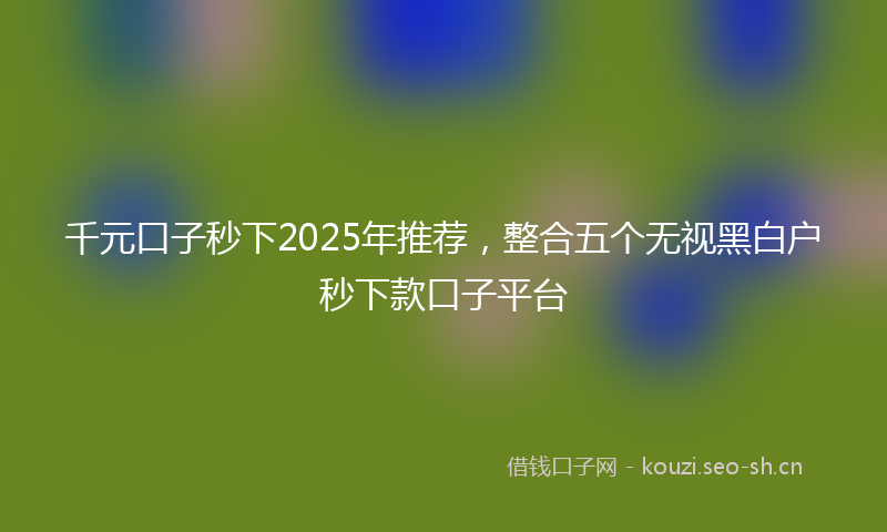 千元口子秒下2025年推荐，整合五个无视黑白户秒下款口子平台