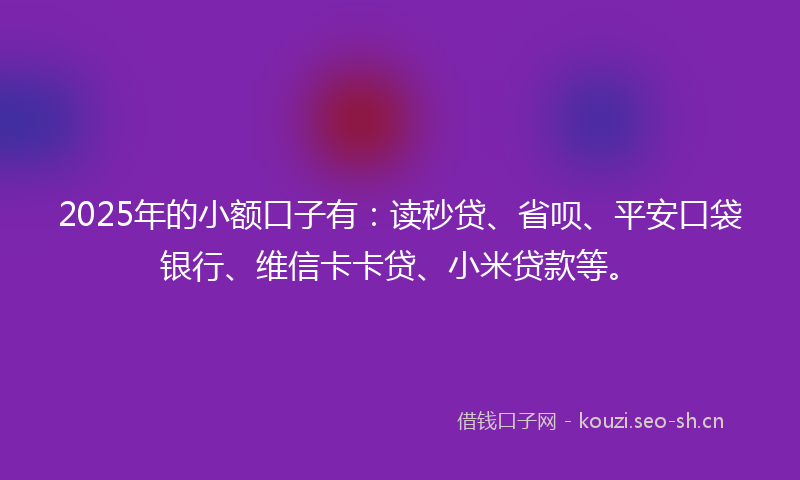 2025年的小额口子有：读秒贷、省呗、平安口袋银行、维信卡卡贷、小米贷款等。