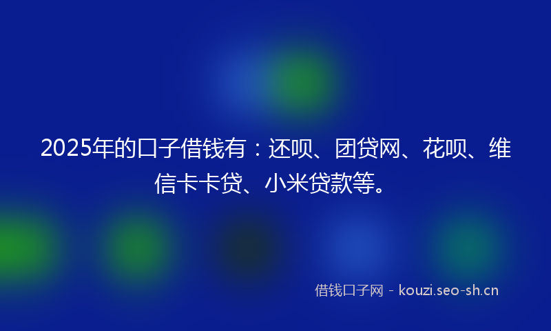 2025年的口子借钱有：还呗、团贷网、花呗、维信卡卡贷、小米贷款等。