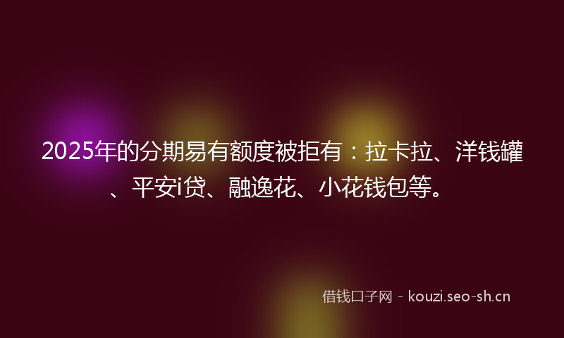 2025年的分期易有额度被拒有：拉卡拉、洋钱罐、平安i贷、融逸花、小花钱包等。