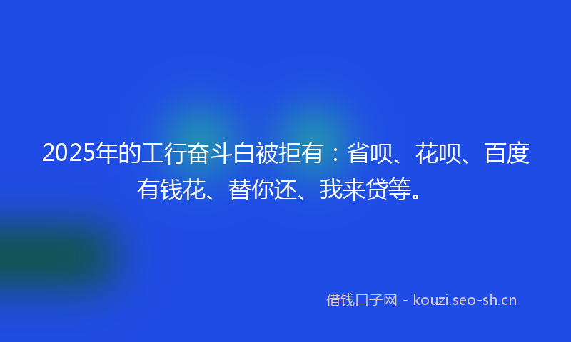 2025年的工行奋斗白被拒有：省呗、花呗、百度有钱花、替你还、我来贷等。