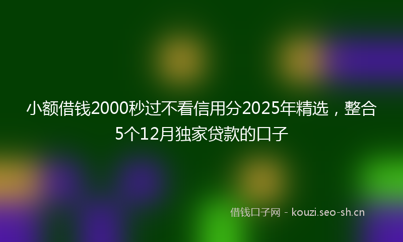 小额借钱2000秒过不看信用分2025年精选，整合5个12月独家贷款的口子