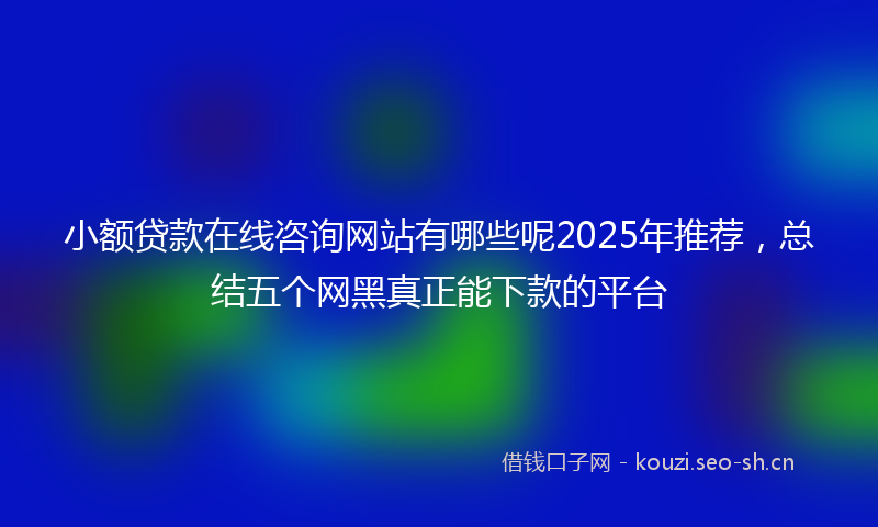小额贷款在线咨询网站有哪些呢2025年推荐，总结五个网黑真正能下款的平台