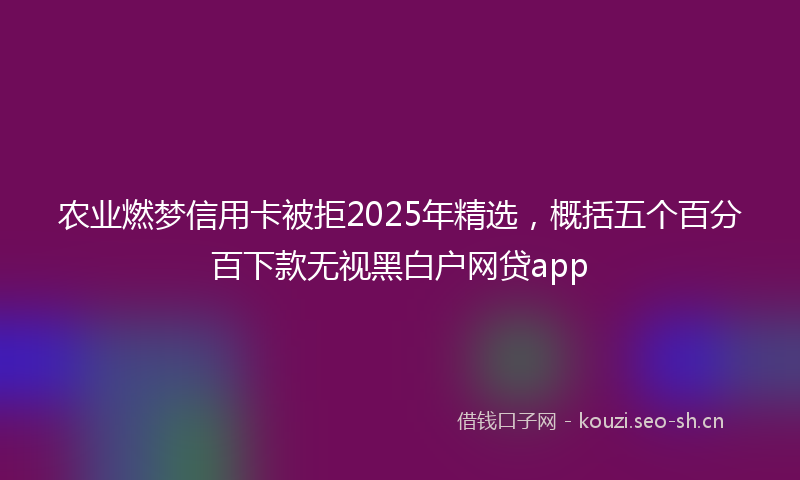 农业燃梦信用卡被拒2025年精选，概括五个百分百下款无视黑白户网贷app